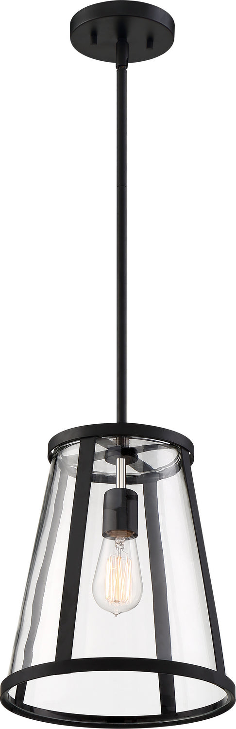 Nuvo Lighting - 60-6699 - One Light Pendant - Bruge - Matte Black / Clear Glass