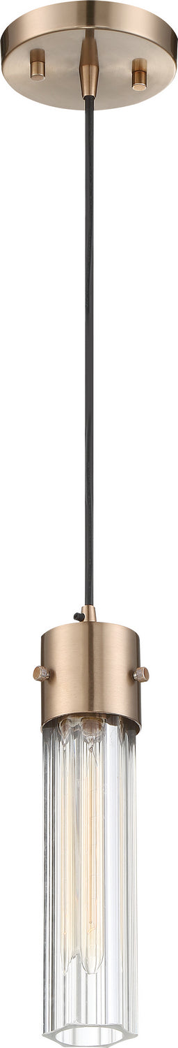 Nuvo Lighting - 60-6712 - One Light Pendant - Eaves - Copper Brushed Brass / Clear Ribbed Glass