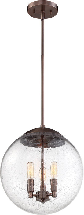Nuvo Lighting - 60-6741 - Three Light Pendant - Ariel - Antique Copper / Clear Seeded Glass