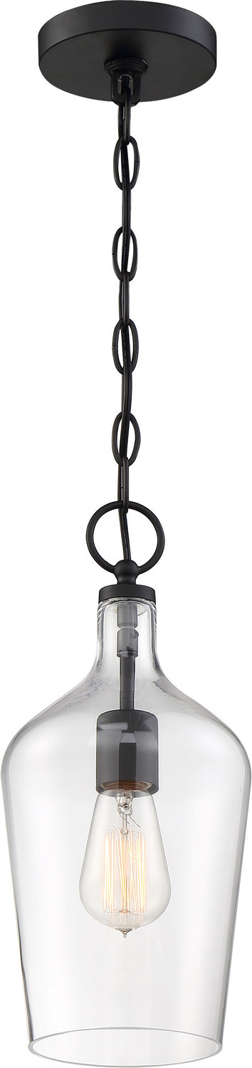 Nuvo Lighting - 60-6749 - One Light Pendant - Hartley - Matte Black / Clear Glass