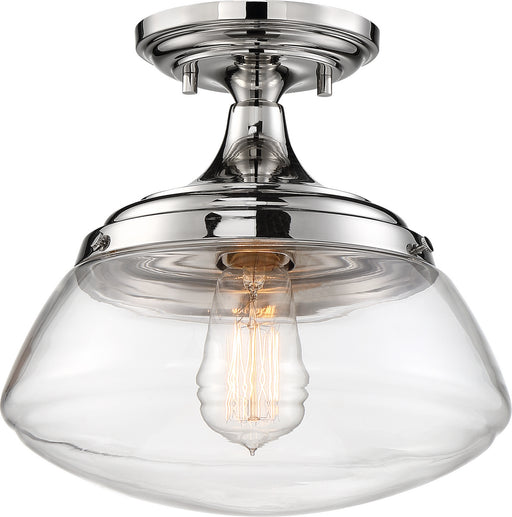 Nuvo Lighting - 60-6798 - One Light Semi Flush Mount - Kew - Polished Nickel / Clear Glass