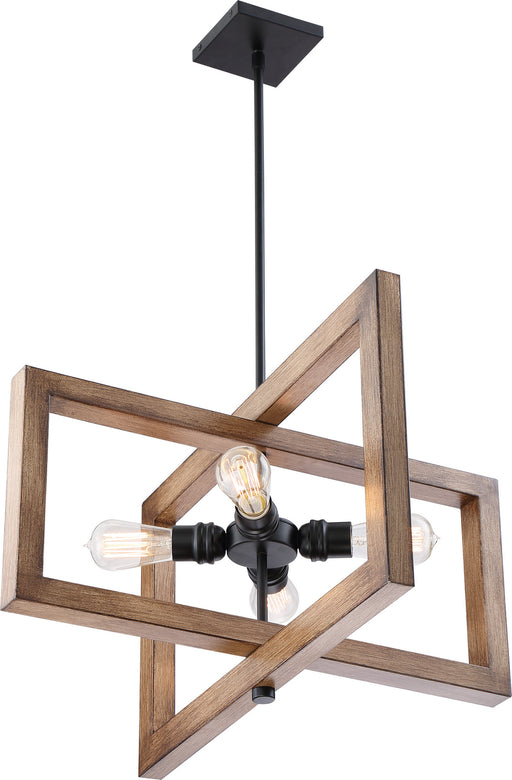 Nuvo Lighting - 60-6825 - Four Light Pendant - Beacon - Black / Honey Wood