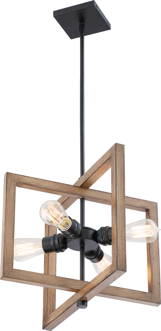 Nuvo Lighting - 60-6827 - Four Light Pendant - Beacon - Black / Honey Wood