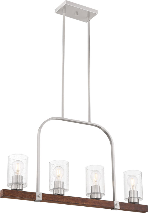 Nuvo Lighting - 60-6967 - Four Light Island Pendant - Arabel - Brushed Nickel / Nutmeg Wood