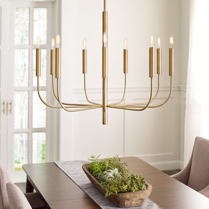 Nine Light Chandelier from the BRIANNA collection in Burnished Brass finish