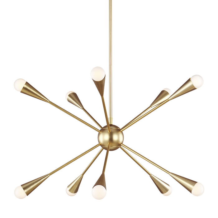 Ten Light Chandelier from the JAX collection in Burnished Brass finish