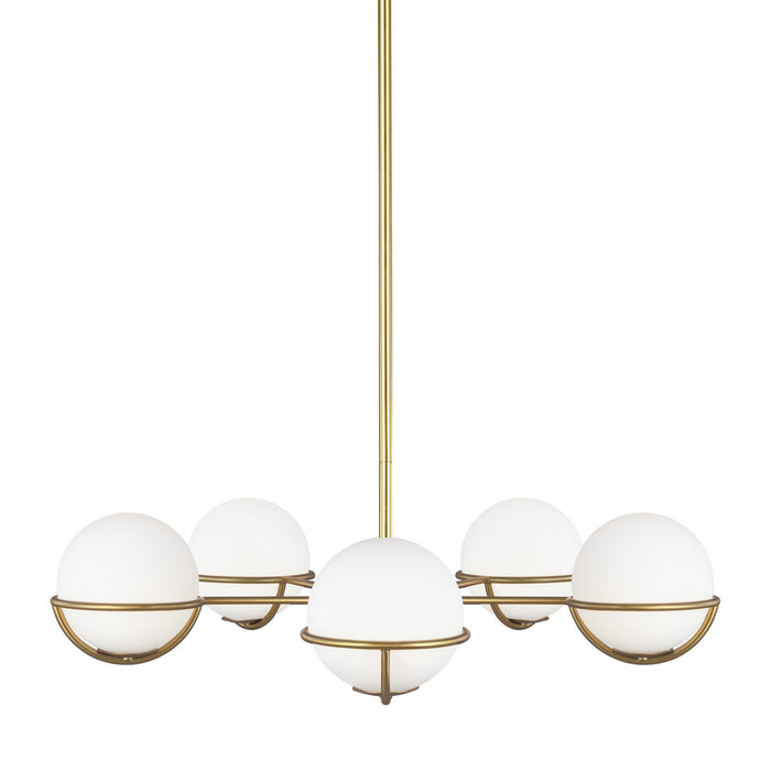 Five Light Chandelier from the Apollo collection in Burnished Brass finish