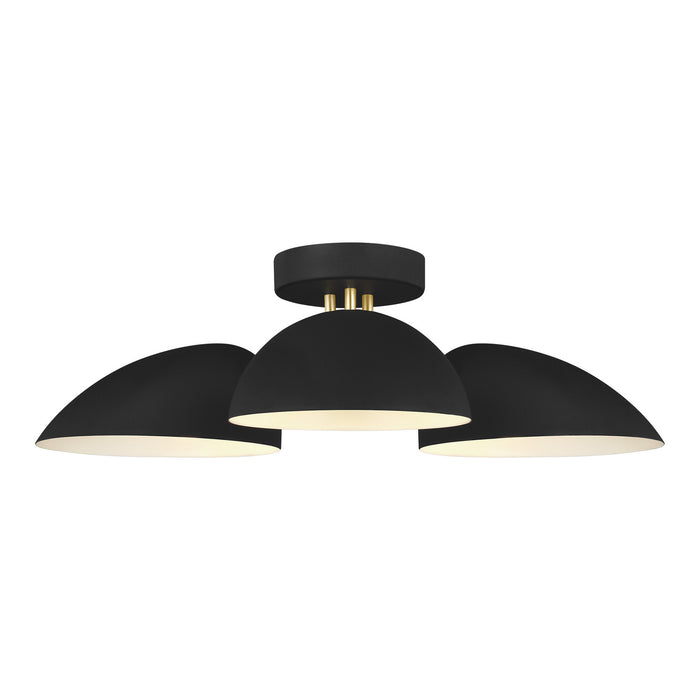 Three Light Flush Mount from the JANE collection in Midnight Black finish