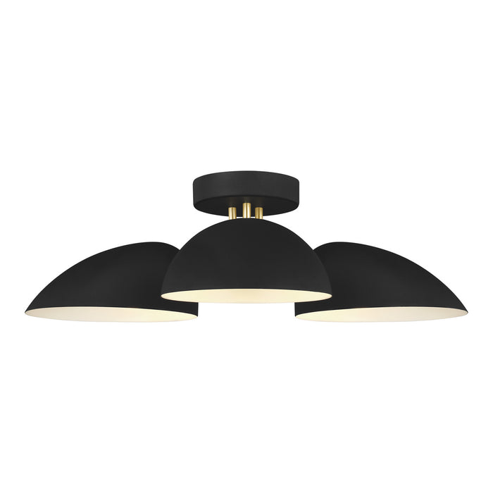 Three Light Flush Mount from the JANE collection in Midnight Black Finish