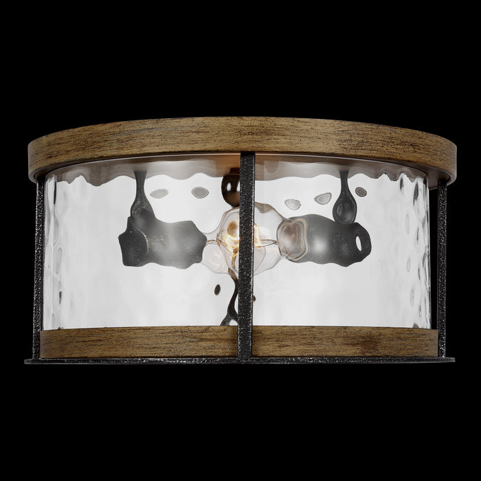 Two Light Flush Mount from the ANGELO collection in Distressed Weathered Oak / Slate Grey Metal finish