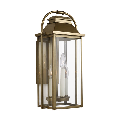 Generation Lighting - OL13200PDB - Three Light Lantern - Wellsworth - Painted Distressed Brass