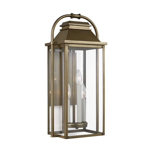 Generation Lighting - OL13201PDB - Three Light Lantern - Wellsworth - Painted Distressed Brass