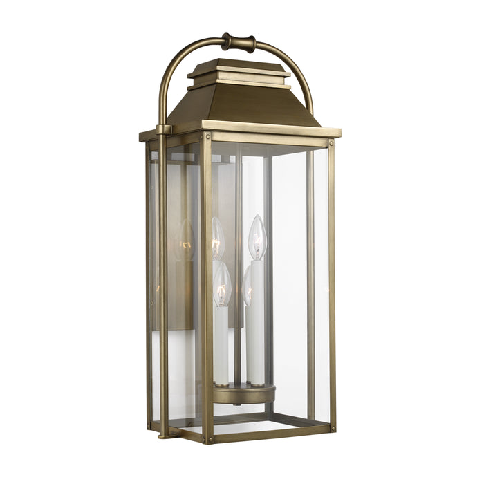 Four Light Lantern from the Wellsworth collection in Painted Distressed Brass finish
