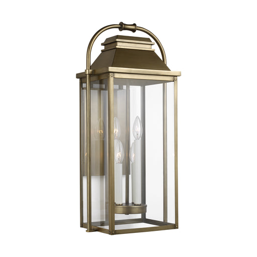 Generation Lighting - OL13202PDB - Four Light Lantern - Wellsworth - Painted Distressed Brass