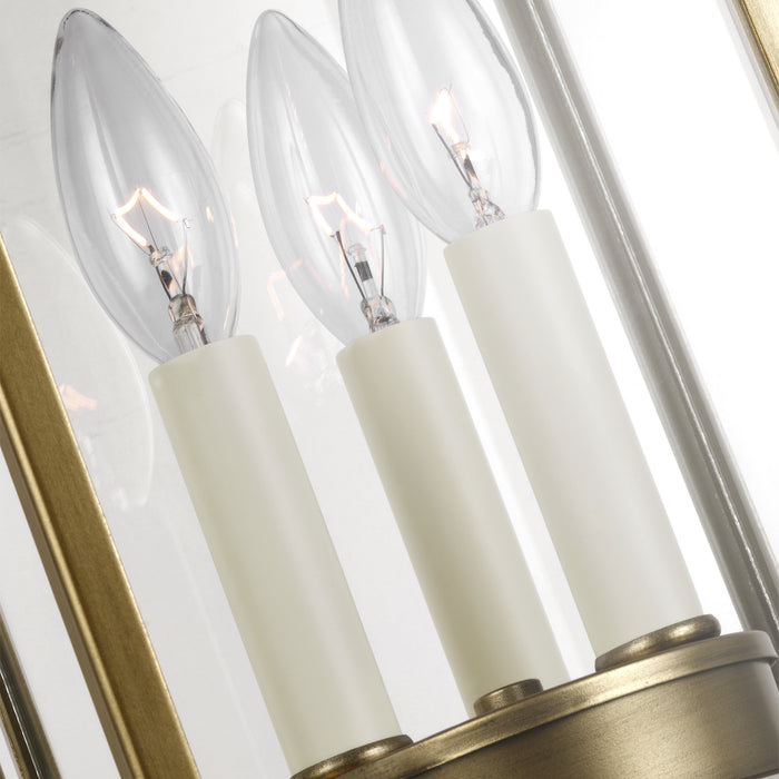 Three Light Post Lantern from the Wellsworth collection in Painted Distressed Brass finish