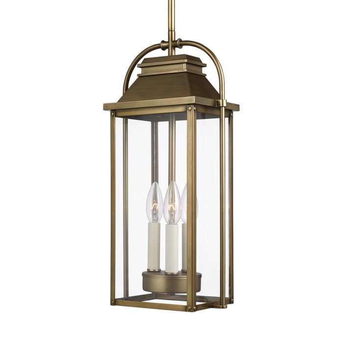 Three Light Pendant from the Wellsworth collection in Painted Distressed Brass finish