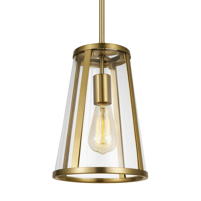 One Light Pendant from the Harrow collection in Burnished Brass finish