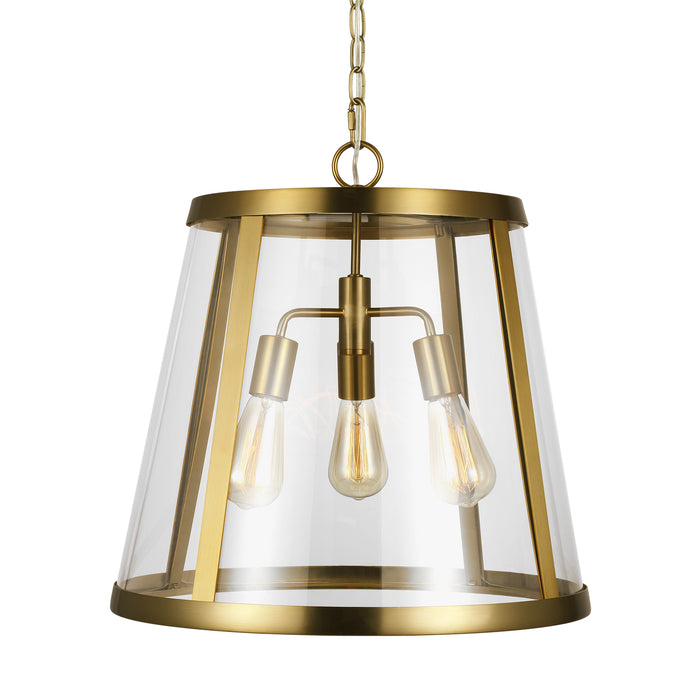 Three Light Pendant from the Harrow collection in Burnished Brass finish