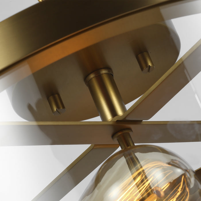 Two Light Semi-Flush Mount from the Harrow collection in Burnished Brass finish