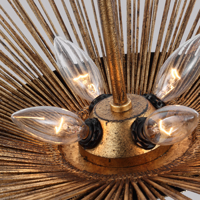 Four Light Pendant from the HELIOS collection in Antique Gild finish