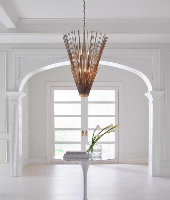 Eight Light Pendant from the HELIOS collection in Antique Gild finish
