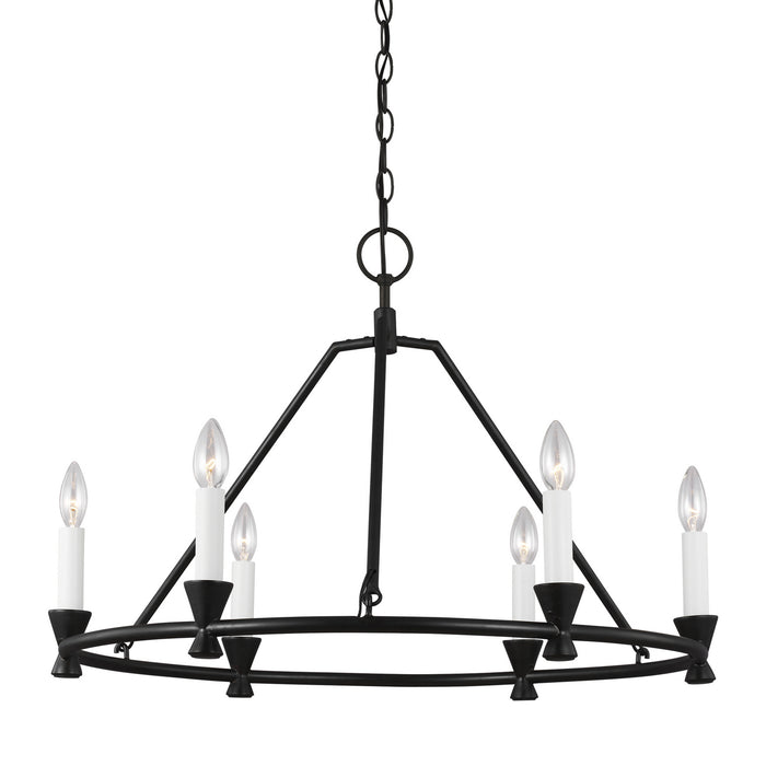 Six Light Chandelier from the KEYSTONE collection in Aged Iron finish
