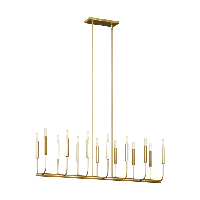14 Light Linear Chandelier from the BRIANNA collection in Burnished Brass finish