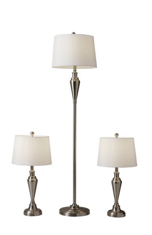Adesso Home - 1583-22 - 3 Piece Floor And Table Lamp Set - Glendale - Brushed Steel