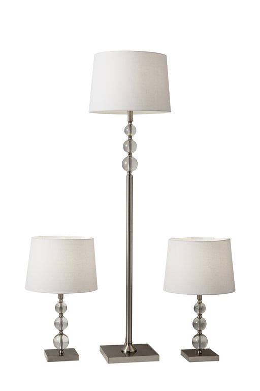 Adesso Home - 1585-22 - 3 Piece Floor And Table Lamp Set - Olivia - Brushed Steel