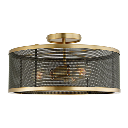 JVI Designs - 3071-10 - Three Light Semi Flush Mount - Wellington - Satin Brass and Black