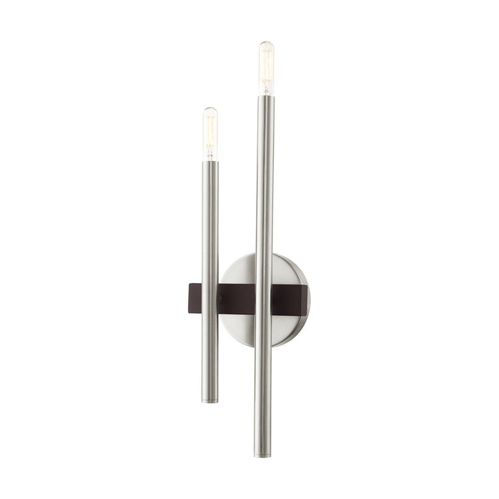 Livex Lighting - 15582-91 - Two Light Wall Sconce - Denmark - Brushed Nickel with Bronze Accents