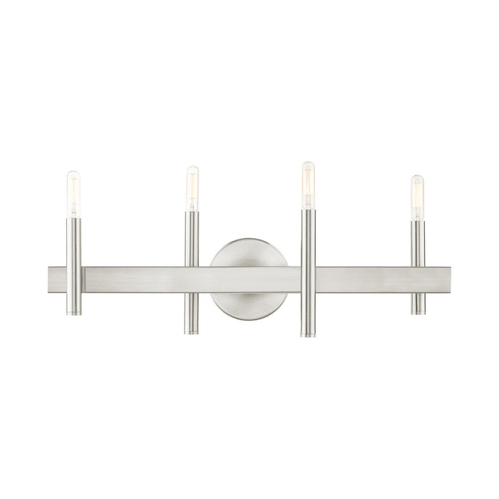 Livex Lighting - 15584-91 - Four Light Vanity - Denmark - Brushed Nickel with Bronze Accents