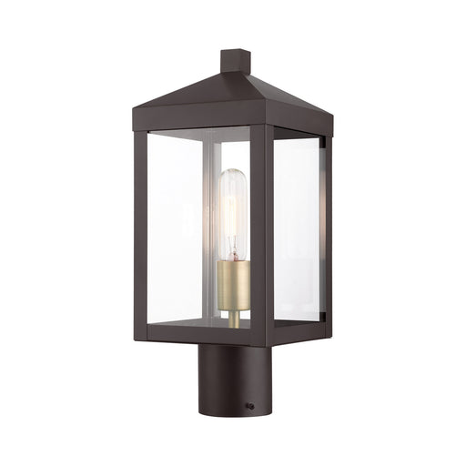 Livex Lighting - 20590-07 - One Light Outdoor Post Top Lantern - Nyack - Bronze with Antique Brass Cluser