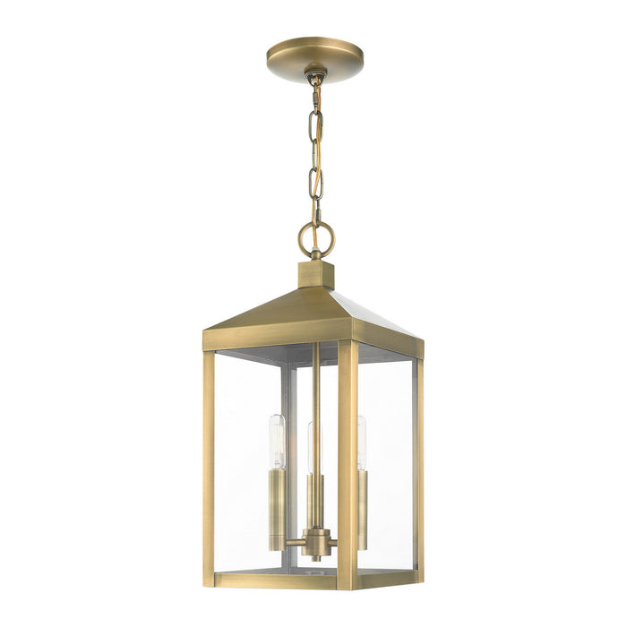 Livex Lighting - 20593-01 - Three Light Outdoor Pendant - Nyack - Antique Brass