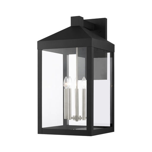 Livex Lighting - 20598-04 - Five Light Outdoor Wall Lantern - Nyack - Black with Brushed Nickel Cluster