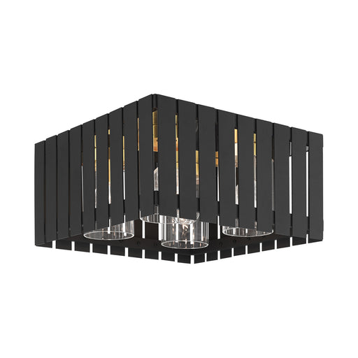 Livex Lighting - 20754-04 - Four Light Outdoor Flush Mount - Greenwich - Black with Satin Brass Accents