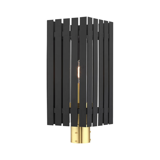 Livex Lighting - 20756-04 - One Light Outdoor Post Top Lantern - Greenwich - Black with Satin Brass Accents