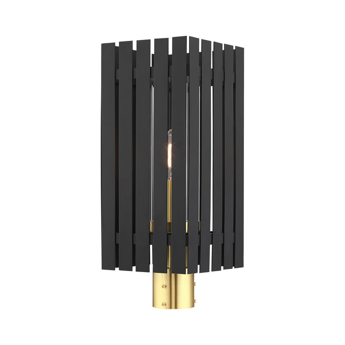 Livex Lighting - 20756-04 - One Light Outdoor Post Top Lantern - Greenwich - Black with Satin Brass Accents