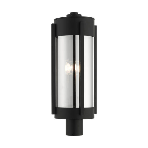 Livex Lighting - 22387-04 - Three Light Outdoor Post Top Lantern - Sheridan - Black with Brushed Nickel Candles