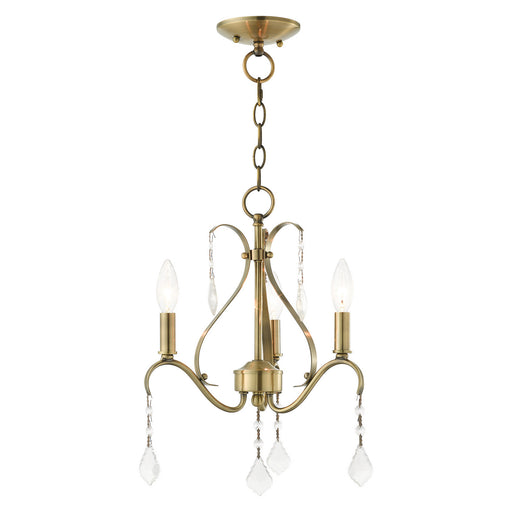 Livex Lighting - 40843-01 - Three Light Chandelier - Caterina - Antique Brass with Clear Crystals