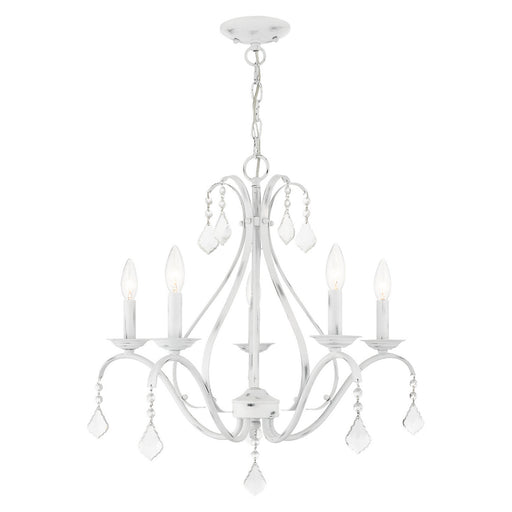 Livex Lighting - 40845-60 - Five Light Chandelier - Caterina - Antique White with Clear Crystals