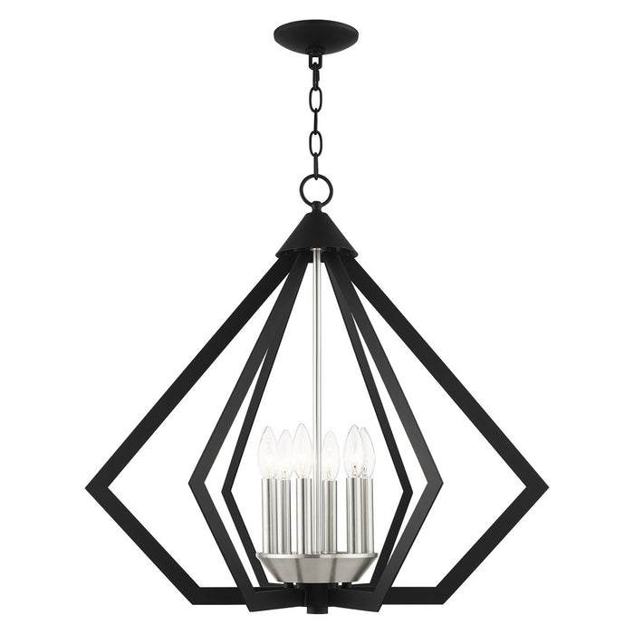 Livex Lighting - 40926-04 - Six Light Chandelier - Prism - Black with Brushed Nickel Cluster