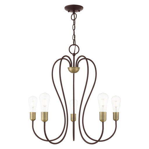 Livex Lighting - 41365-07 - Five Light Chandelier - Lucerne - Bronze with Antique Brass Accents