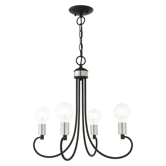 Livex Lighting - 42924-04 - Four Light Chandelier - Bari - Black with Brushed Nickel Accents