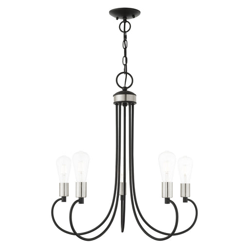 Livex Lighting - 42925-04 - Five Light Chandelier - Bari - Black with Brushed Nickel Accents
