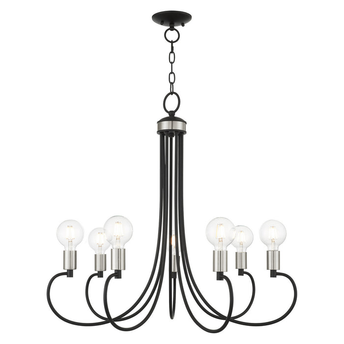 Livex Lighting - 42927-04 - Seven Light Chandelier - Bari - Black with Brushed Nickel Accents