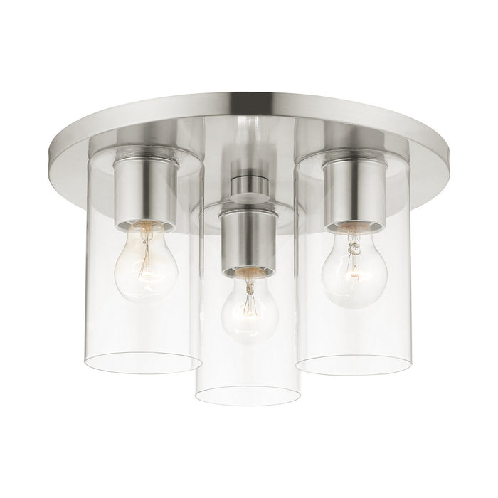 Livex Lighting - 45472-91 - Three Light Flush Mount - Zurich - Brushed Nickel