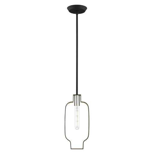 Livex Lighting - 45512-04 - One Light Pendant - Meadowbrook - Black with Brushed Nickel Accents
