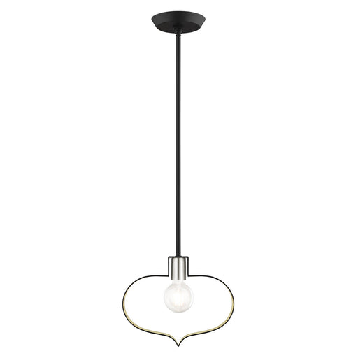 Livex Lighting - 45513-04 - One Light Pendant - Meadowbrook - Black with Brushed Nickel Accents