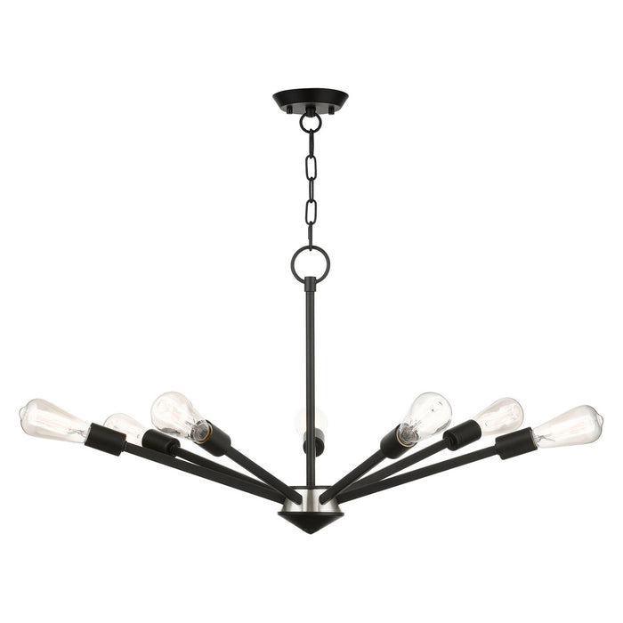 Livex Lighting - 45837-04 - Seven Light Chandelier - Prague - Black with Brushed Nickel Accents